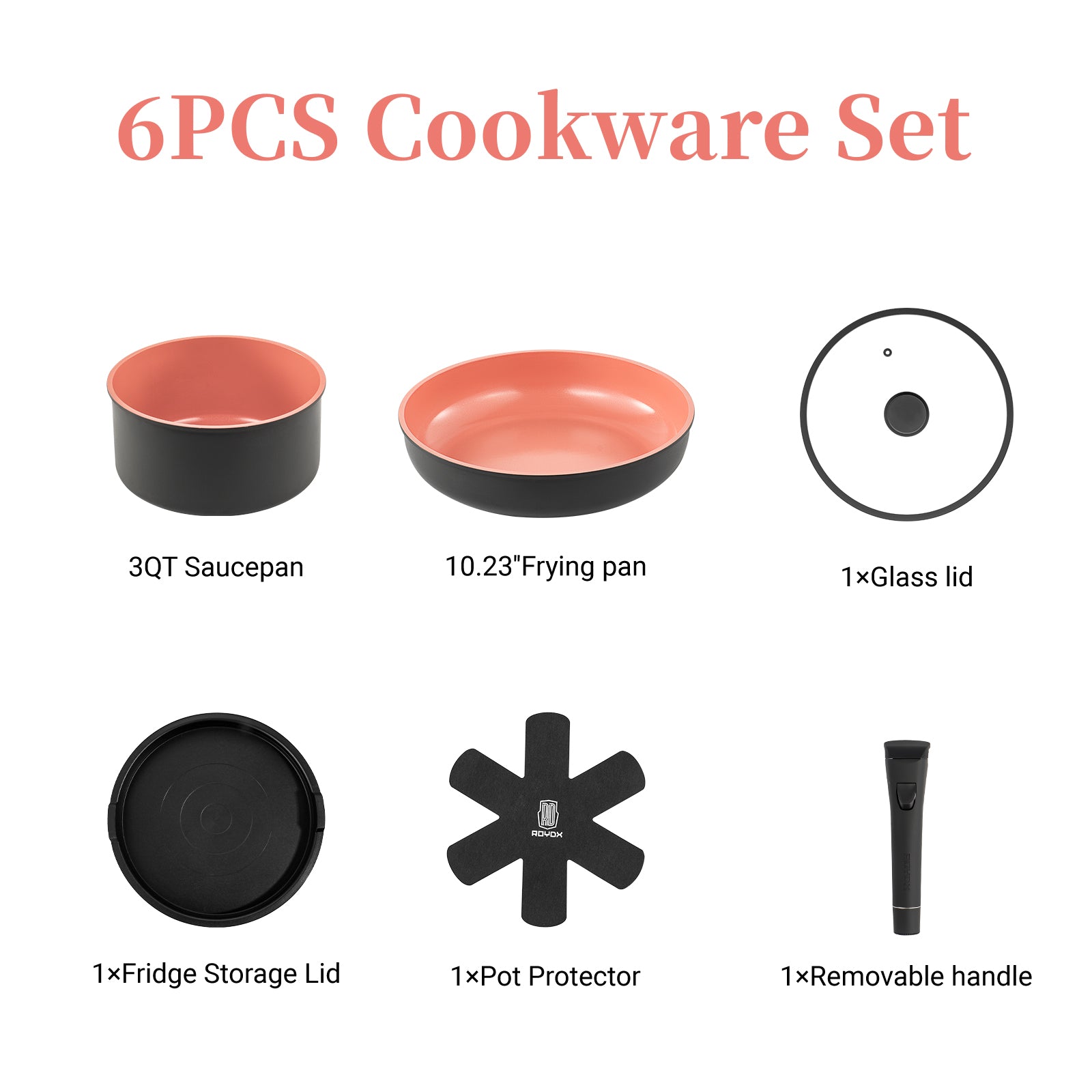 ROYDX Titanium Ceramic Coated Pots and Pans Set