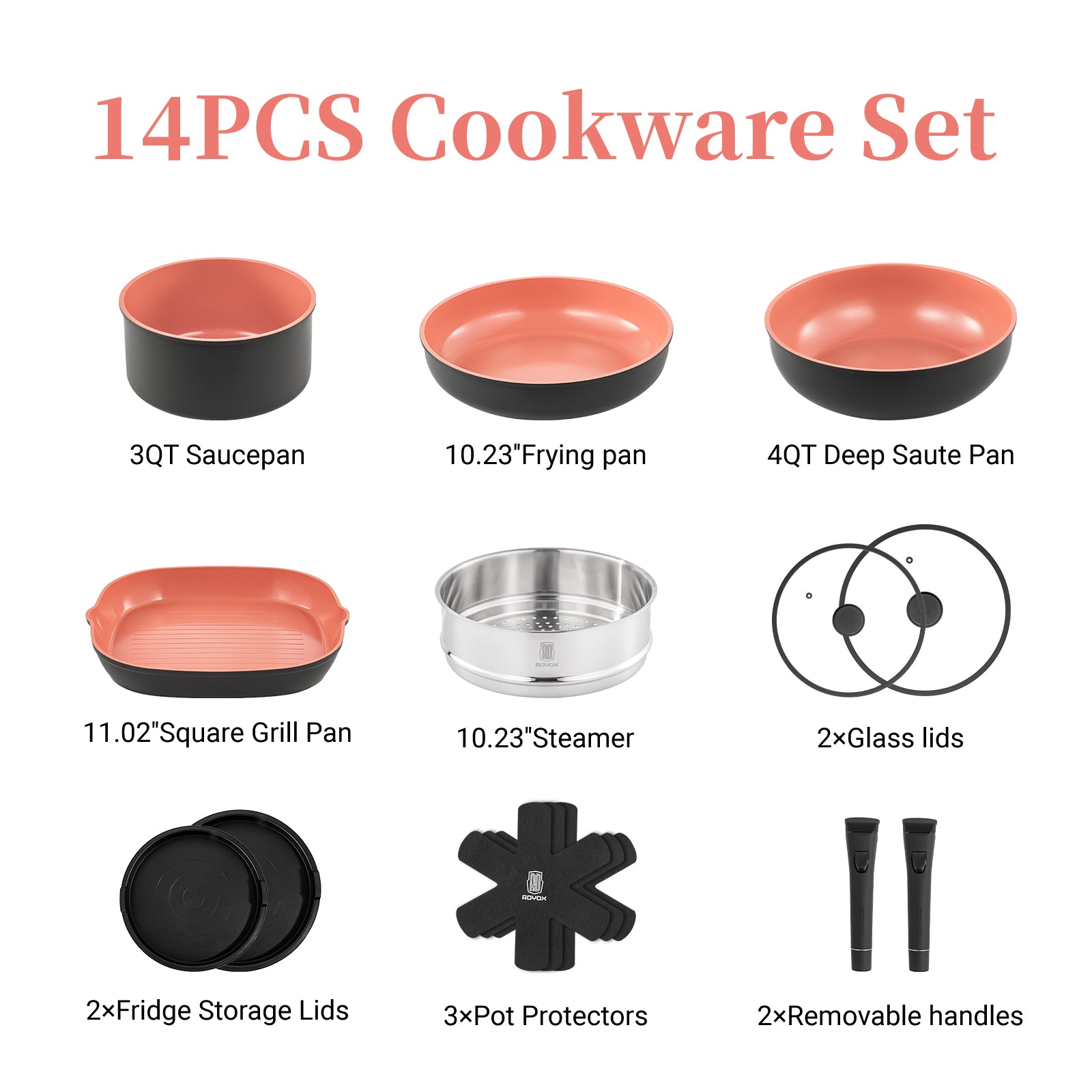 ROYDX Titanium Ceramic Coated Pots and Pans Set