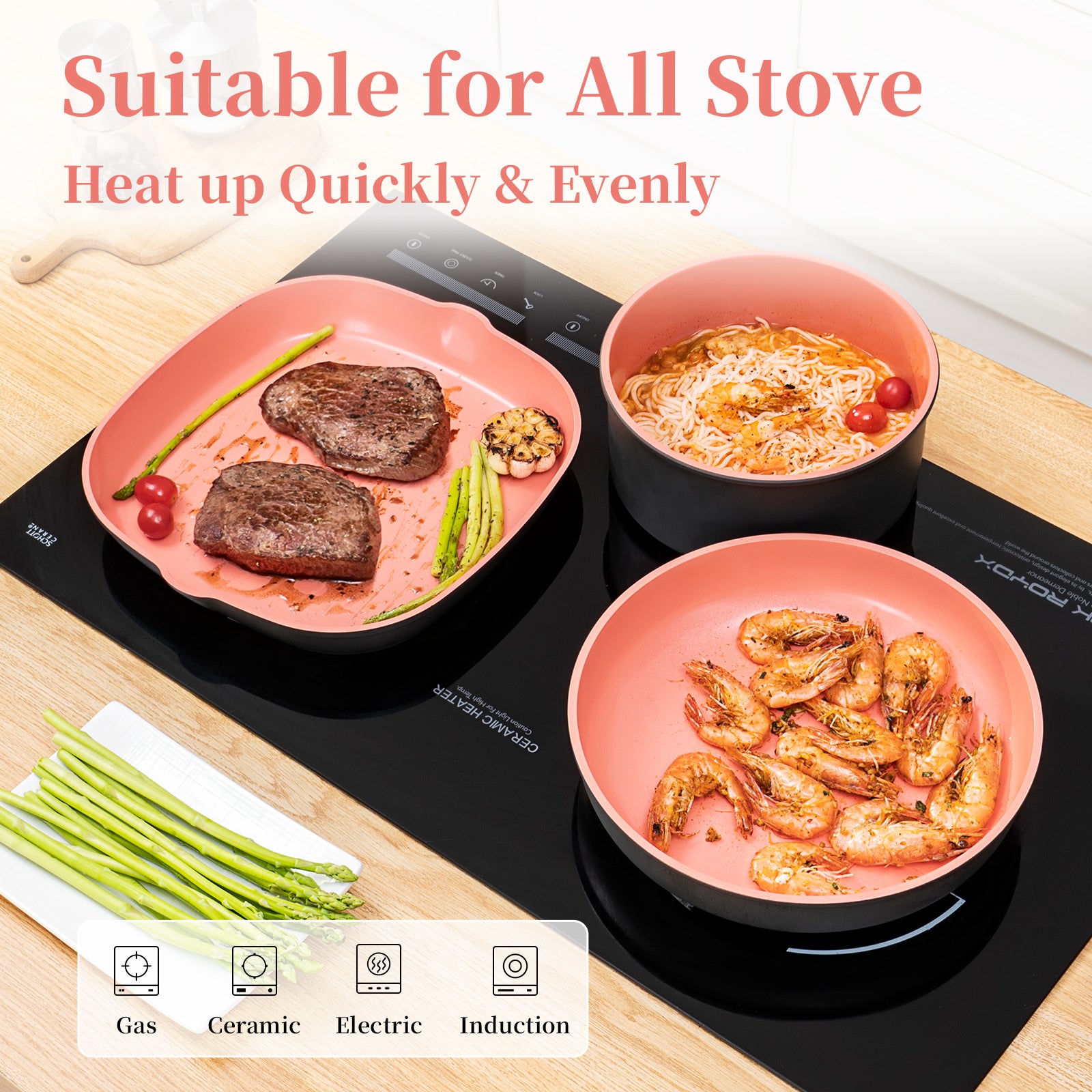ROYDX Titanium Ceramic Coated Pots and Pans Set